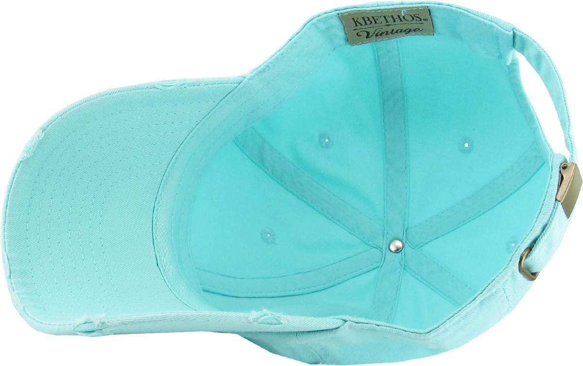 Diamond Blue Distressed Vintage Baseball Cap Inside Turned Over View